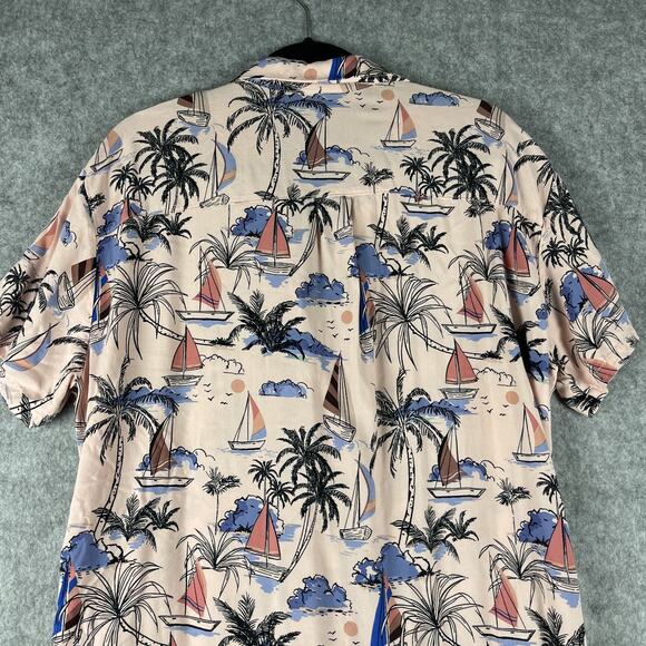 Modcloth Pepaloves Shirtdress Womens Medium Pink Rayon Tropical Beach Aloha - Picture 11 of 13